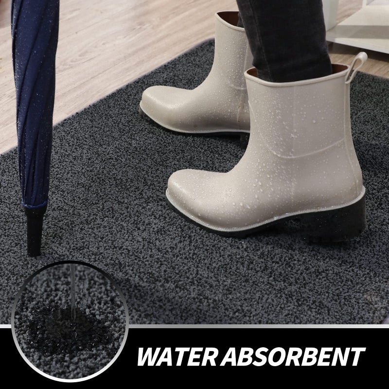 LINLA Indoor Doormat, Super Absorbs Mud Mat, Washable Non-Slip Rubber Backing Clean Door Mat for Doorways Inside Dirt Trapper Mats Shoes Scraper, 18x30 Inches Dark Gray - Image 5